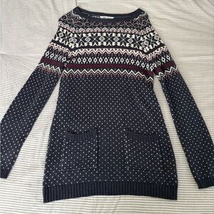 Fat Face Navy and White Fair Isle Sweater